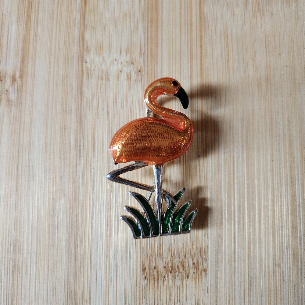 Vintage MJ Flamingo Brooch